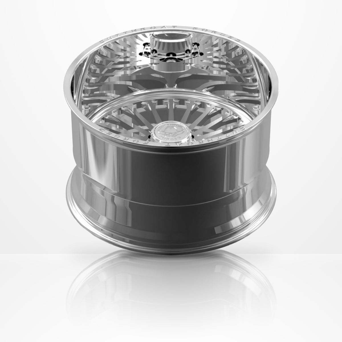 CTF02S Stagecoach forged 1-piece truck wheel, 22-30 inch, rear (elevated) view