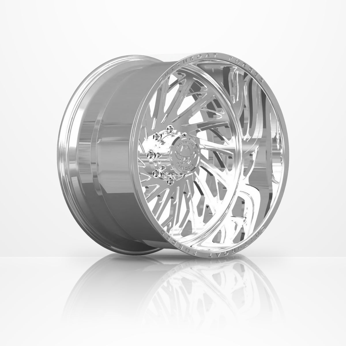 CTF03S Windup forged 1-piece truck wheel, 22-30 inch, 3/4 side view