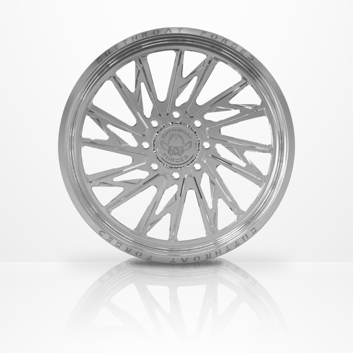 CTF07S Spurs forged 1-piece truck wheel, 22-30 inch, face-on view