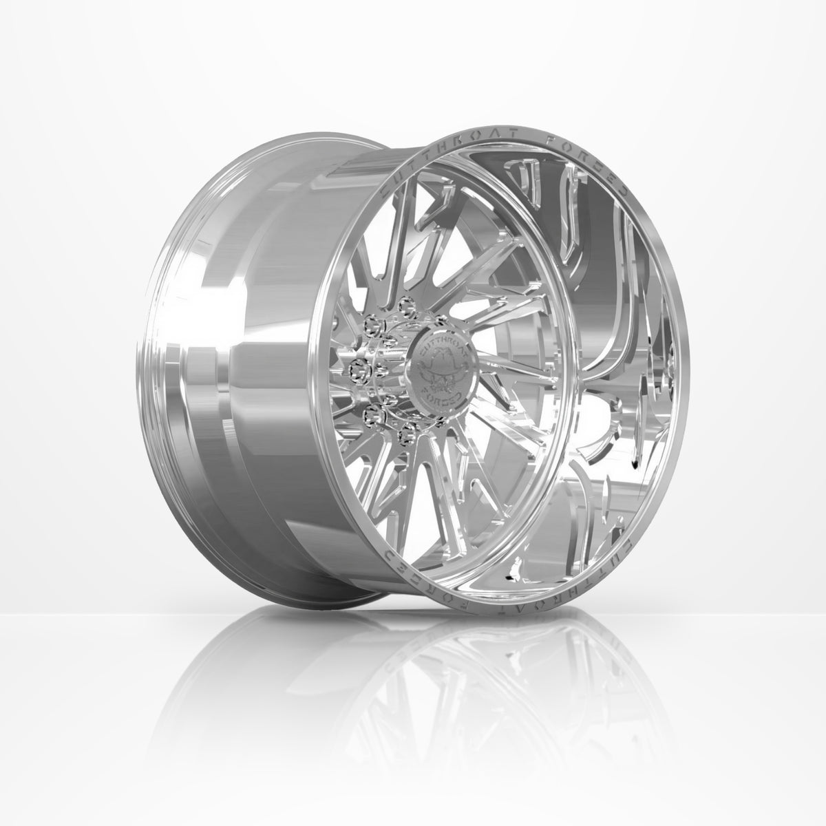 CTF07S Spurs forged 1-piece truck wheel, 22-30 inch, 3/4 side view