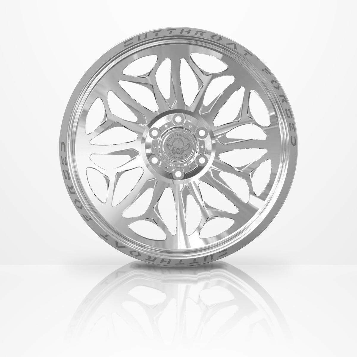 CTF08S Desperado forged 1-piece truck wheel, 22-30 inch, available in polished, black or black & milled, face-on view