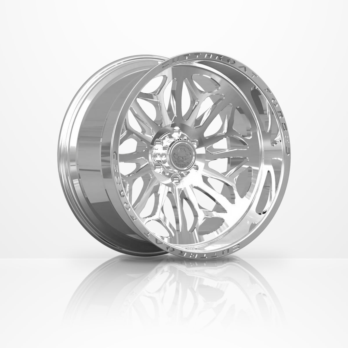 CTF08S Desperado forged 1-piece truck wheel, 22-30 inch, available in polished, black or black & milled, 3/4 side view