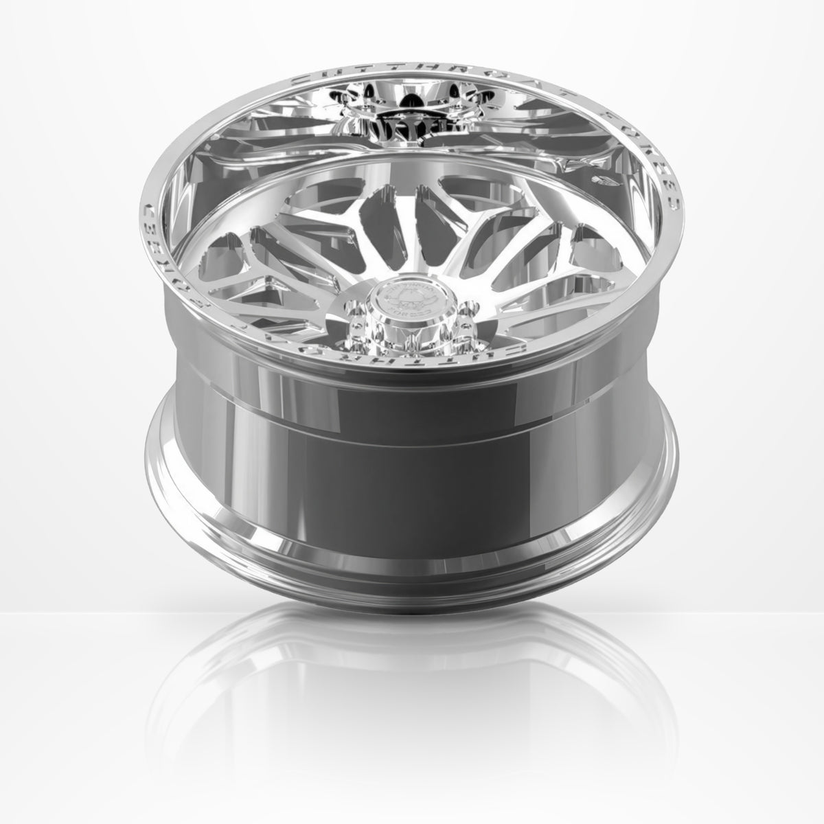 CTF08S Desperado forged 1-piece truck wheel, 22-30 inch, available in polished, black or black & milled, rear view